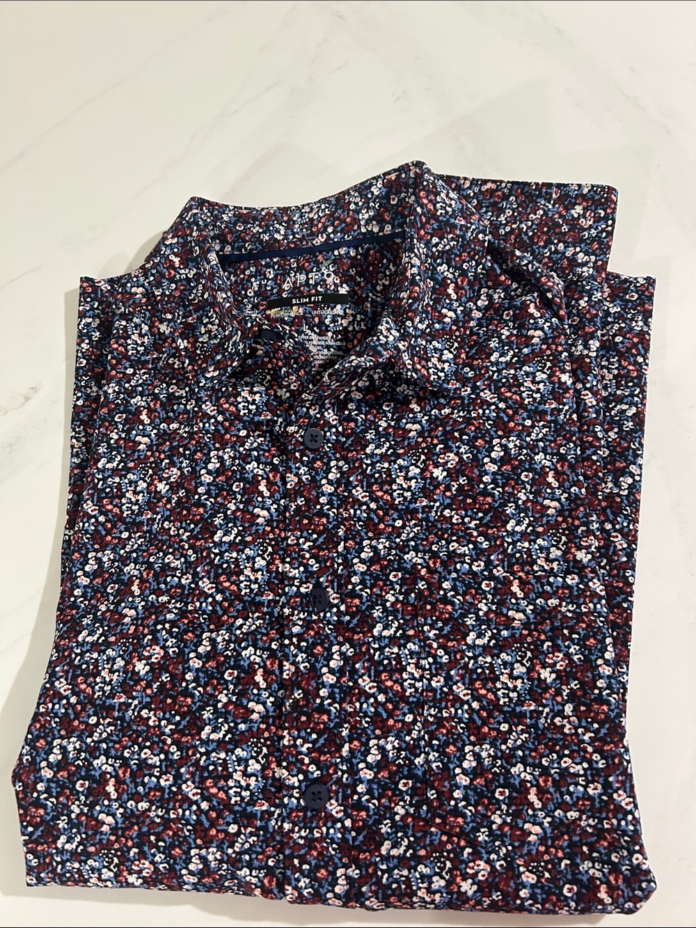 Apt. 9 Slim Fit Floral Button-Down Shirt - Navy & Burgundy